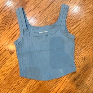Madewell light Blue Ribbed wide neck tank top